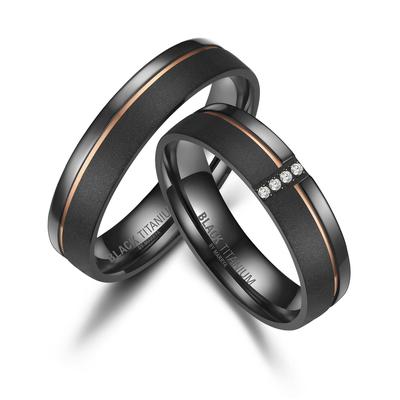 Verlobungsring MARRYA "BLACK TITANIUM by MARRYA" Gr. 74, schwarz (herren ring, schwarz, gold), Fingerringe, Damen, 74, T