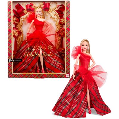 Anziehpuppe BARBIE "Barbie Signature Holiday Puppe - Blond" Puppen rot Kinder