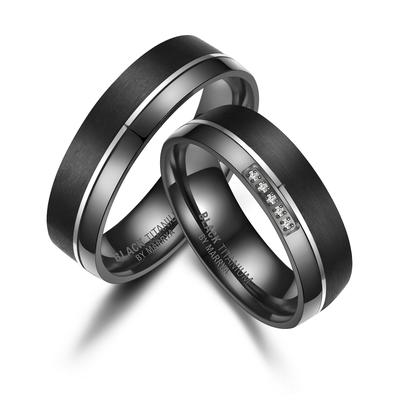 Verlobungsring MARRYA "BLACK TITANIUM by MARRYA" Gr. 48, schwarz (damen ring, schwarz, silber), Fingerringe, Damen, 48, 