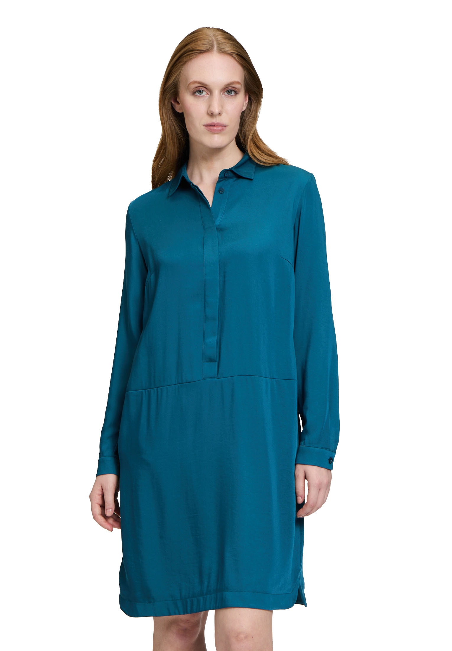 Hemdblusenkleid BETTY BARCLAY "Damen Hemdblusenkleid mit Knopfleiste", Damen, Gr. 40, Normalgrößen, blau (magic blau), Obermaterial: 52% Polyester, 48% Viskose., figurumspielend kurz, Kleider, Form Image