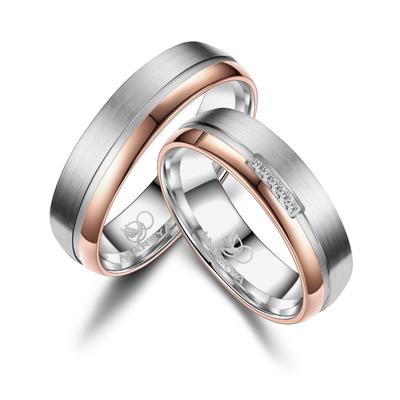 Trauring MARRYA "Titan Ringe Trauringe Eheringe Partnerringe" Gr. 54, rosa (damen ring, silber, rosé gold), Fingerringe,