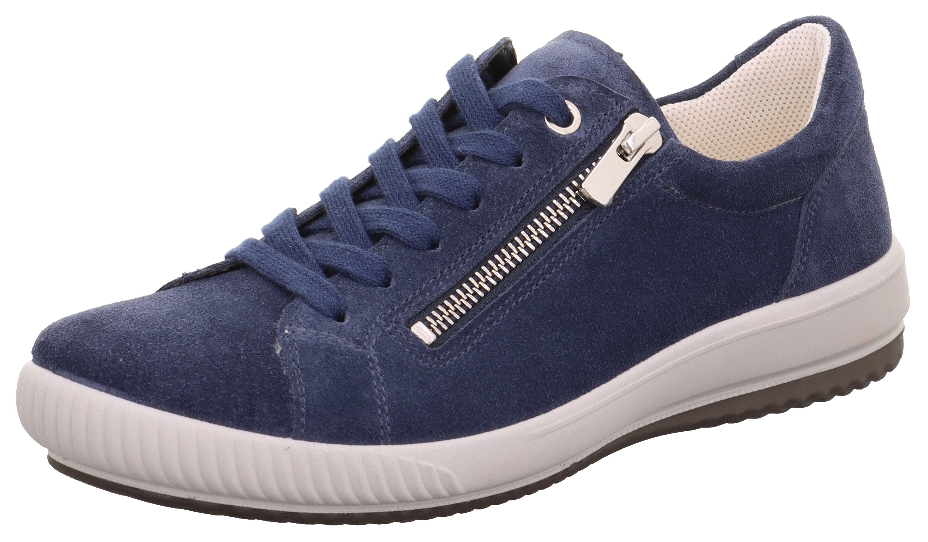 Sneaker LEGERO "TANARO 5.0", Damen, Gr. 42, blau (indacox (blau)), Veloursleder, unifarben, Schuhe Sneaker, Komfortschuh, Freizeitschuh, Schnürschuh mit Reißverschluss