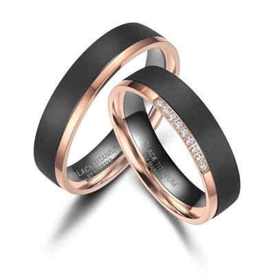 Verlobungsring MARRYA "BLACK TITANIUM by MARRYA" Gr. 54, rosa (herren ring, schwarz, rosé gold), Fingerringe, Damen, 54,