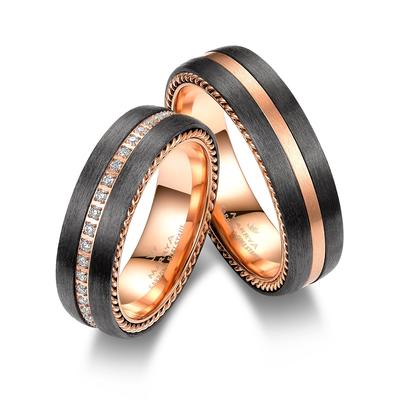 Trauring MARRYA "Carbon Ringe Trauringe Eheringe Partnerringe" Gr. 56, rosa (damen ring, schwarz, rosé), Fingerringe, Da