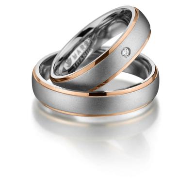 Verlobungsring MARRYA "Titan Ringe Trauringe Eheringe Partnerringe" Gr. 58, rosa (damen ring, silber, rosé gold), Finger