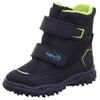 Winterstiefel SUPERFIT "HUSKY WMS: Mittel", Kinder, Gr. 27, bunt (dunkelblau, hellgrün), Textil, sportlich, Schuhe, Snowboots mit wärmendem Textilfutter, Größenschablone zum Download
