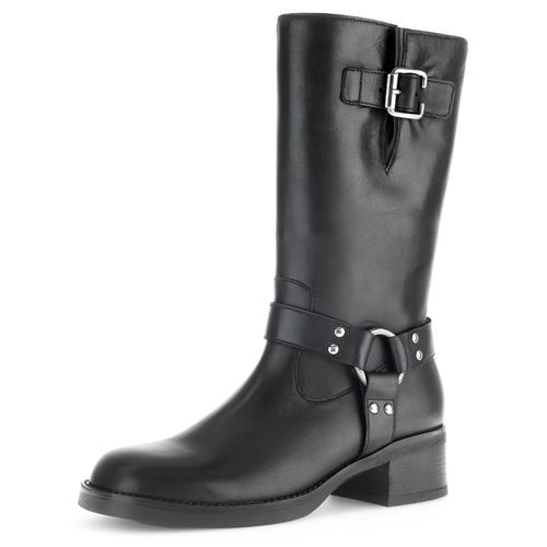 Stiefel GABOR Gr. 38,5, Normalschaft, schwarz Damen Schuhe Blockabsatz, Bikerstiefel, Langschaftsiefel mit Best Fitting