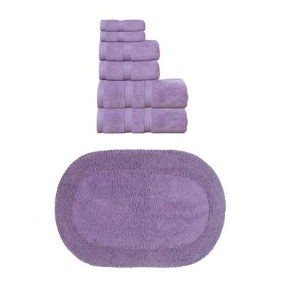 Home Weavers Double Ruffle Collection 100% Soft Cotton 6 Pc Towel Set & 1 Pc Bath Rug, Machine Washable (Set of 7)