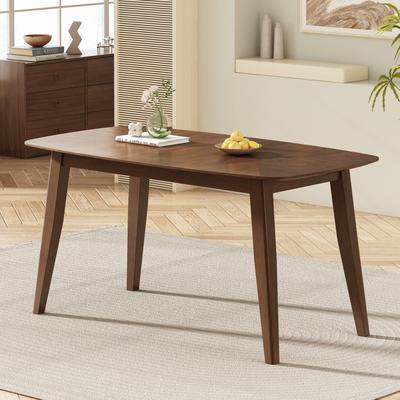 Mid-century Design Wood Dining Table With Rubberwood Legs, Easy Assembly