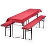 NYVI Bierbankauflagen Set 240x90 cm Rot - 1x Tischdecke für 220x70 cm Biertische & 2x Gepolsterte Auflage für 220x25 cm Bierbänke