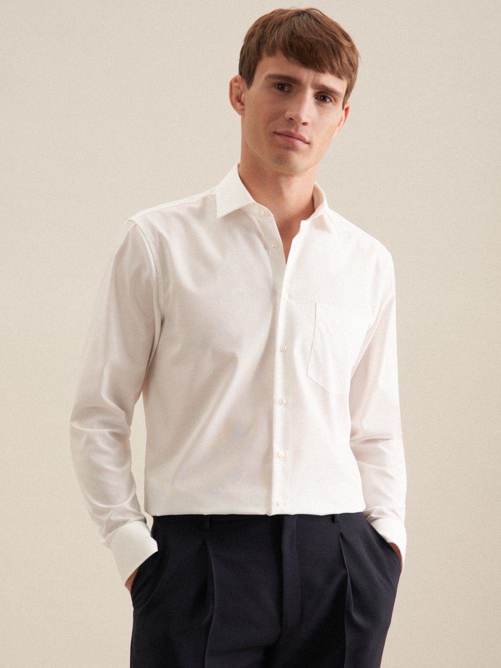 Seidensticker Business Hemd Herren Regular Fit Baumwolle ecru, 45 Image