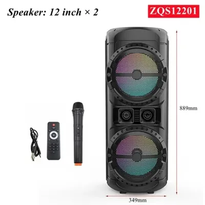 160W High Power Bluetooth Speaker Outdoor Protable Subwoofer Karaoke Soundbox Dual 12 Inch Lantern