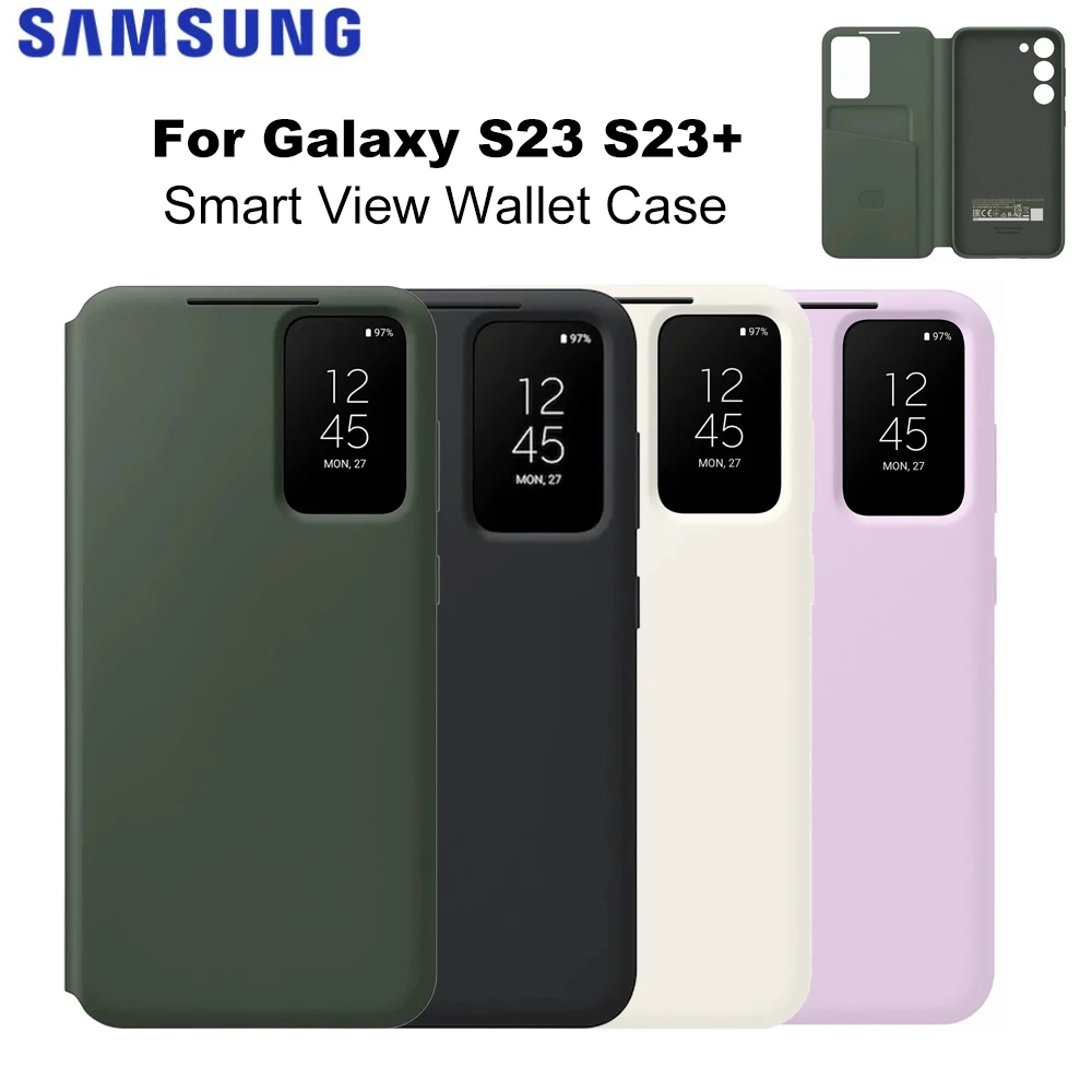 Original For Samsung Smart View Wallet Smartphone Case for Galaxy S23 S23+ S23 Plus Smart Flip Mobile Phone Cover