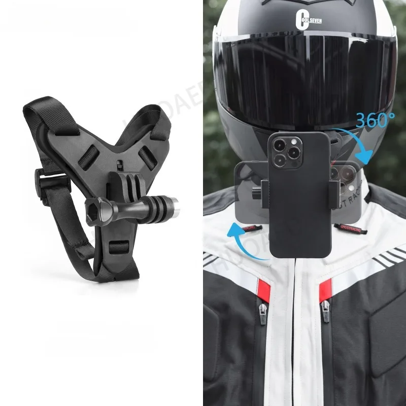 Support de mentonnière pour casque de moto à 360 degrés, avec Clip de téléphone, Compatible avec IPhone Samsung, LG, Pixel, Smartphone Xiaomi