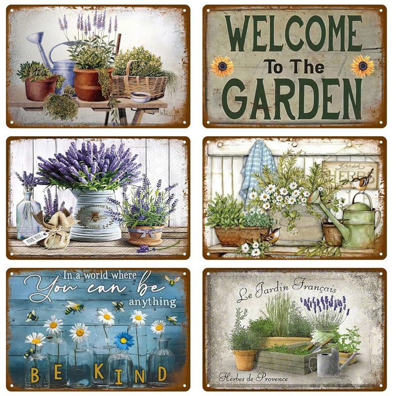 Retro Flowers Bird Metal Sign Garden Decorations Wall Art Mural Vintage Tin Sign Home Plate Room Decor Garden Painting Gift Farm