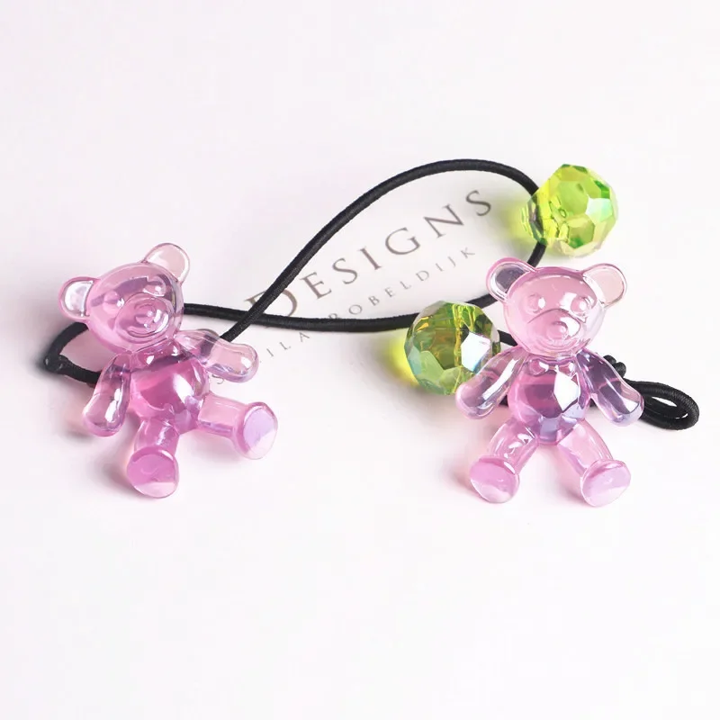 2pcs neue schöne helle Flimmer bär Prinzessin Kopf bedeckung Kinder elastische Haar bänder Baby Kopfschmuck Kinder Seile Mädchen Zubehör Image