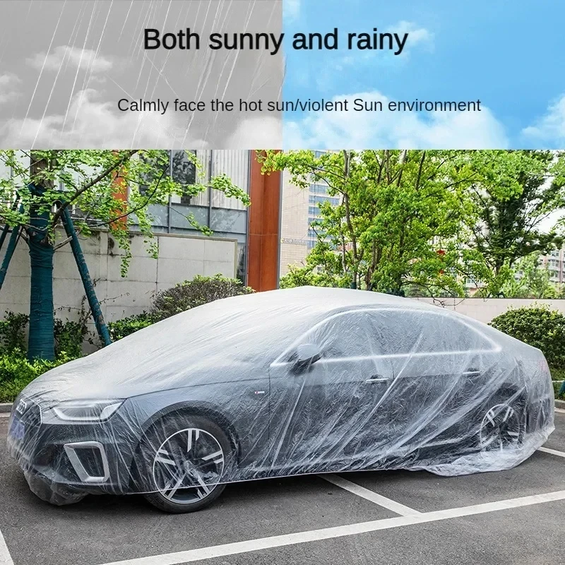 Einweg-Abdeckung für Autokleidung, staubdicht, regendicht, transparent, Autoabdeckung, Kunststoff, PE-Folie, kratzfest, vollständiger Auto-Schutzschild Image