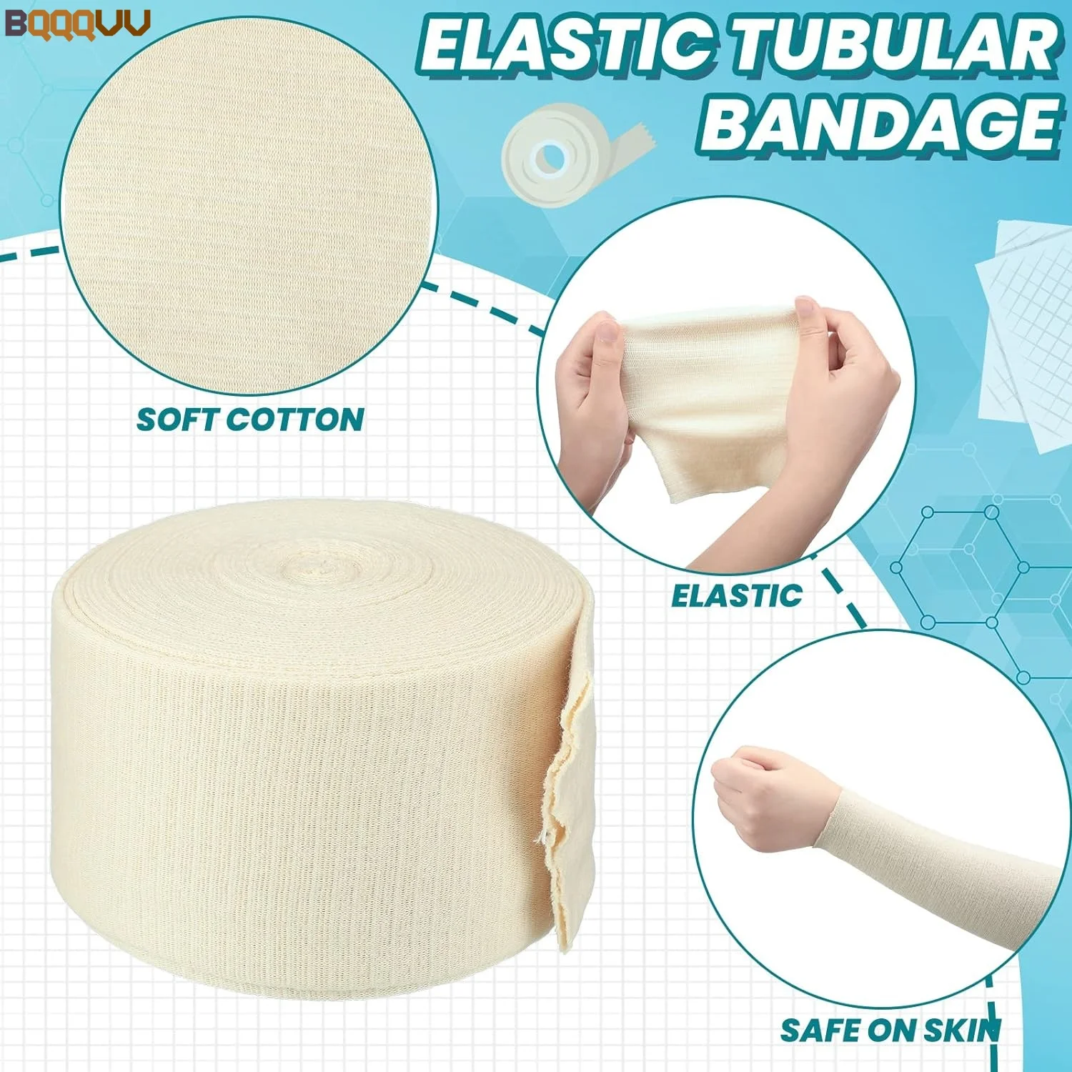 1 Rolle Baumwoll-Schlauchstrümpfe, Mullrolle, elastisches Bein, Stockinette-Schlauch, Kompressionsrohr, Ärmelverband für Gips Image