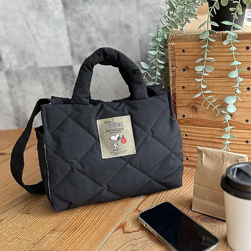 Süße Tasche Damen Casual Umhängetasche Große Kapazität Einkaufstasche Mode Gedruckt Student Schwarz Handtasche