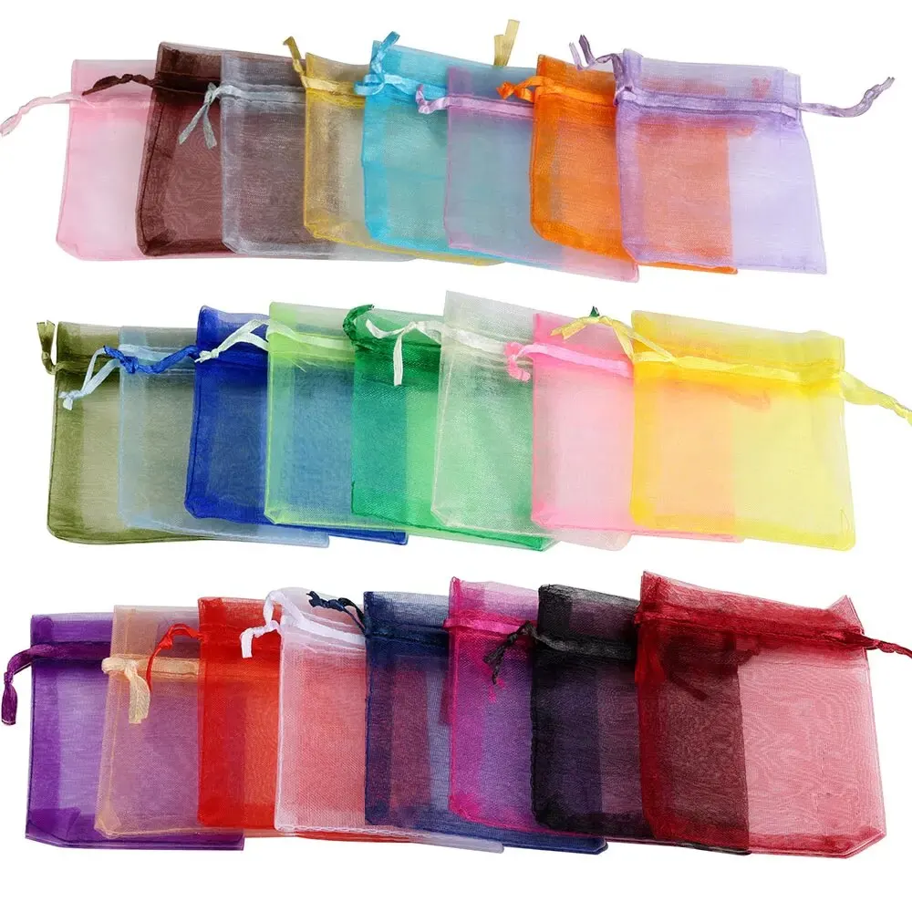 50 teile/los 24 Farben Organza Tasche für Schmuck Kordel zug Beutel für Hochzeit Weihnachten Süßigkeiten Geschenk Taschen Schmuck Verpackung Image