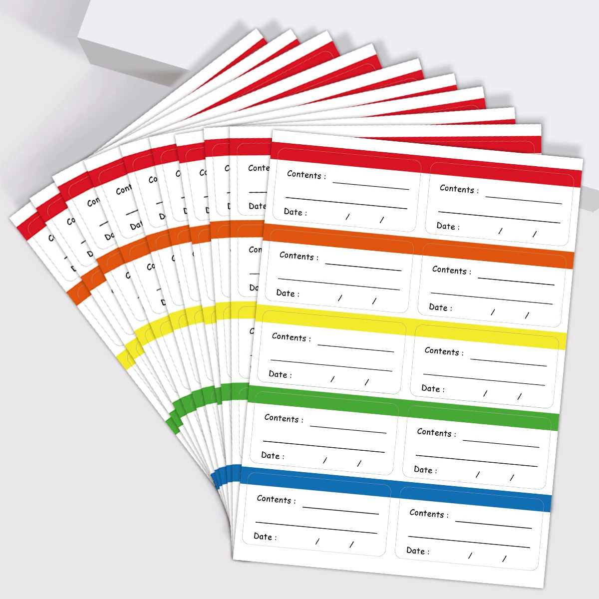 10 Blatt/Packung Gefrierschrank-Etiketten für Lebensmittel, einfach abziehbar, Aufbewahrungsetiketten für gefrorene Lebensmittel, Aufkleber, die nach der Verwendung keine Klebrückstände hinterlassen Image