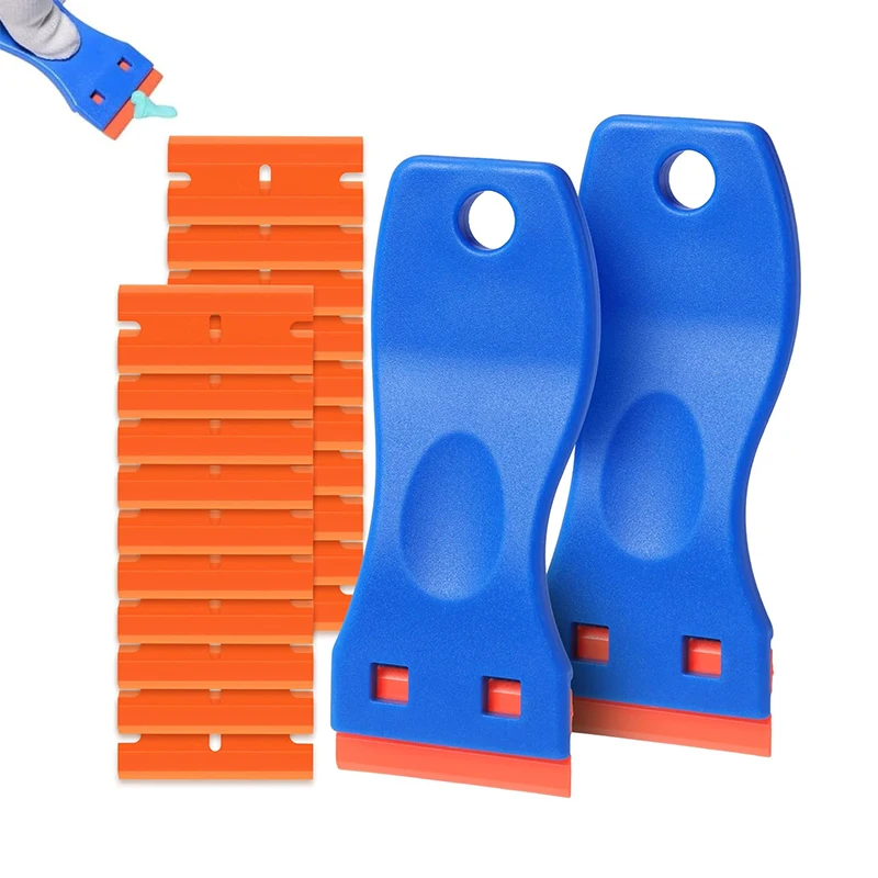 22 Teile/satz Kleber Entfernung Schaber Werkzeuge Kunststoff Rasierklingen Schaber Fenster Glas Reinigung Schaber Küche Herd Reinigung Schaufel Image