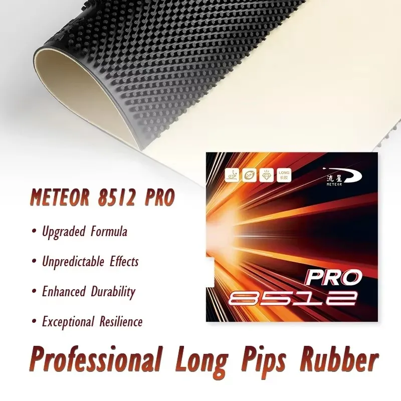 METEOR 8512 PRO Tischtennis-Gummi, lange Noppen, Hackblock, Innenenergie-Schwamm, professionelle Pips, lange Ping-Pong-Oberblätter, OX Image