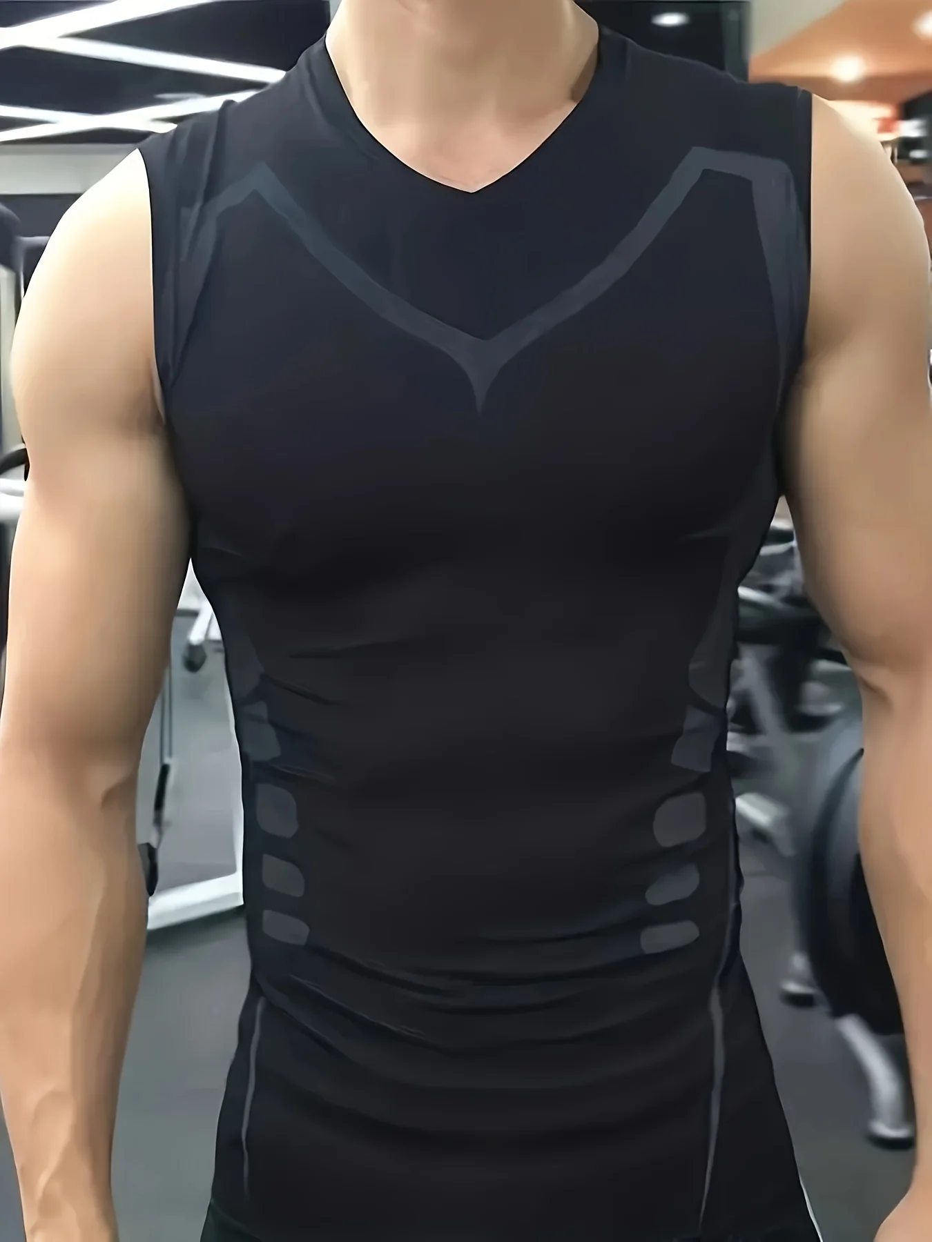 Ärmelloses, schnell trocknendes Kompressions-Tanktop für Herren – atmungsaktiv, leicht, feuchtigkeitsableitend, Vier-Wege-Stretch für Laufen, Training Image