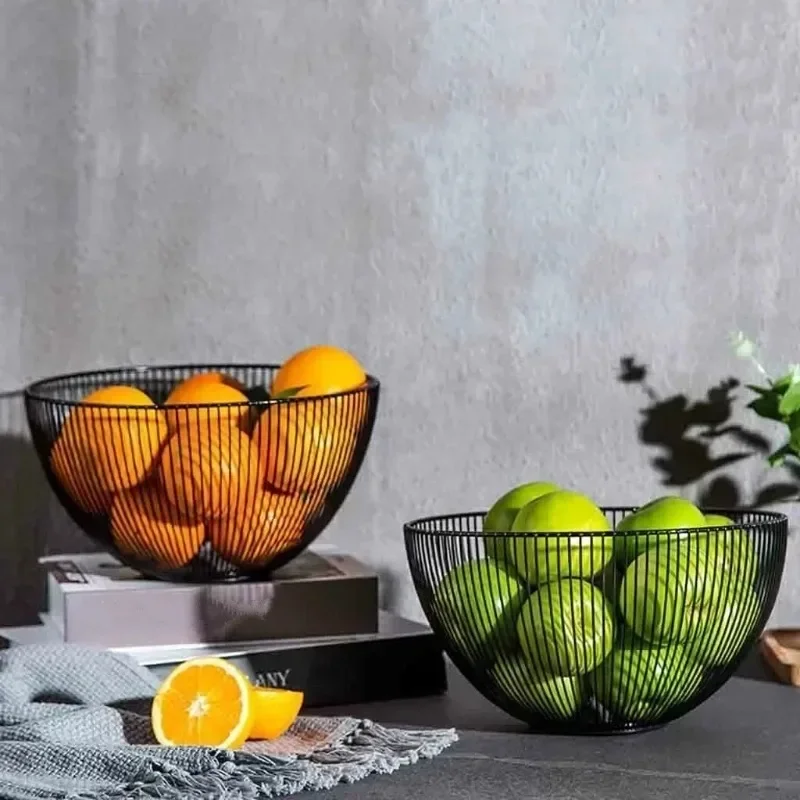 Haushalt Werkzeuge Lagerung Korb Schwarz Tisch Dekor Metall Candy Dish Küche Obst Schüssel Lebensmittel Körbe Eisen Gemüse Hause Halter