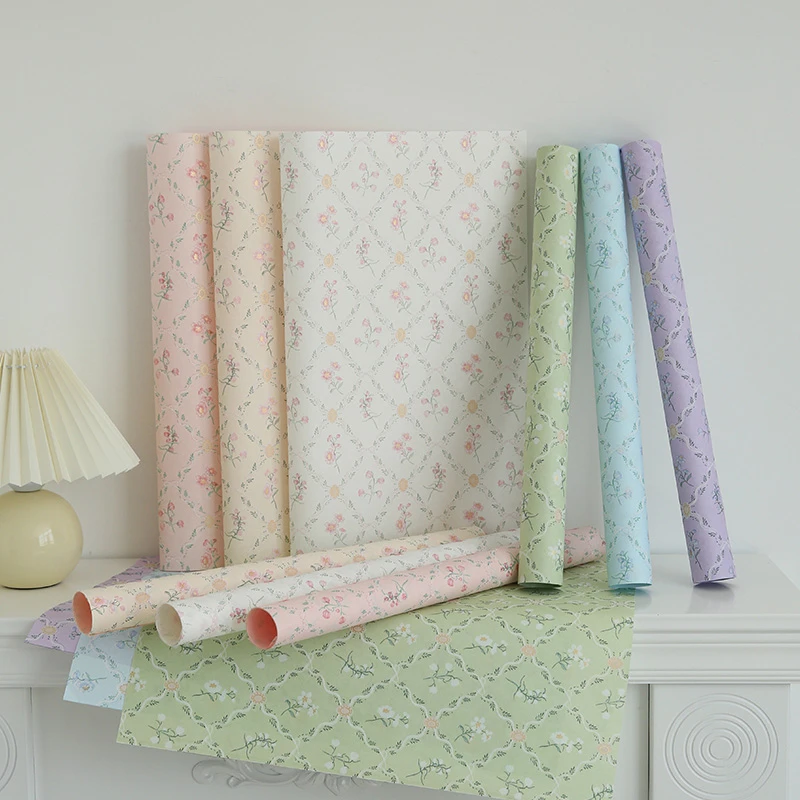 Valentinstag Nachlass Serie Blumen Geschenk papier Gitter Kunst Ästhetik koreanisches Geschenk papier für Blumen Image