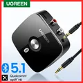 UGREEN Ricevitore RCA Bluetooth 5.1 aptX HD Jack da 3,5 mm Aux Adattatore wireless Musica per TV Ricevitore audio Bluetooth 2RCA per auto aptX