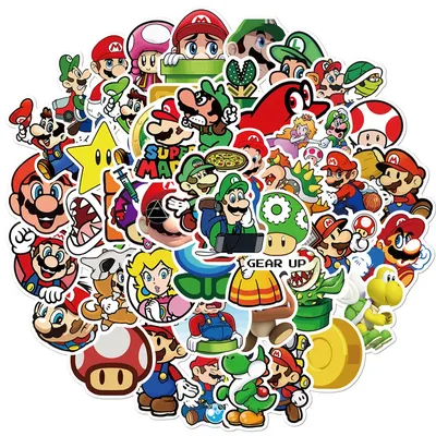 Anime Aufkleber Super Mario Bros Cartoon-Spiel Skateboard Fahrrad Gitarren buch Laptop Telefon Image