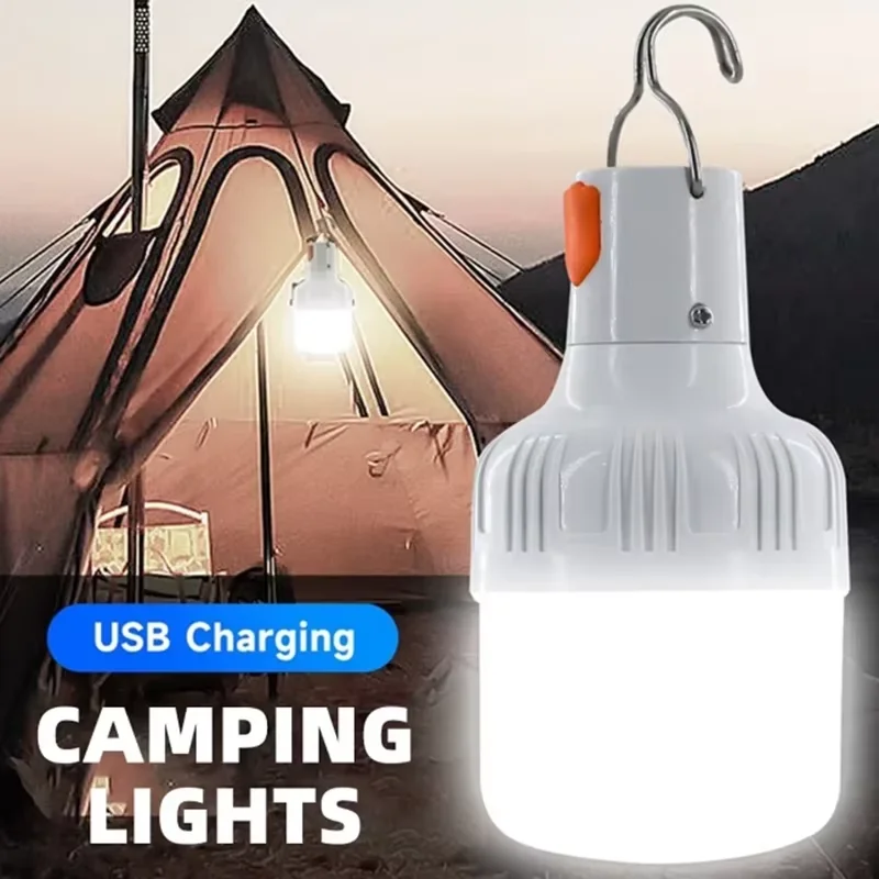 1PC Outdoor USB Aufladbare LED Lampe Lampen 60W Notfall Licht Haken Up Camping Angeln Tragbare Laterne Nacht Lichter LT014 Image