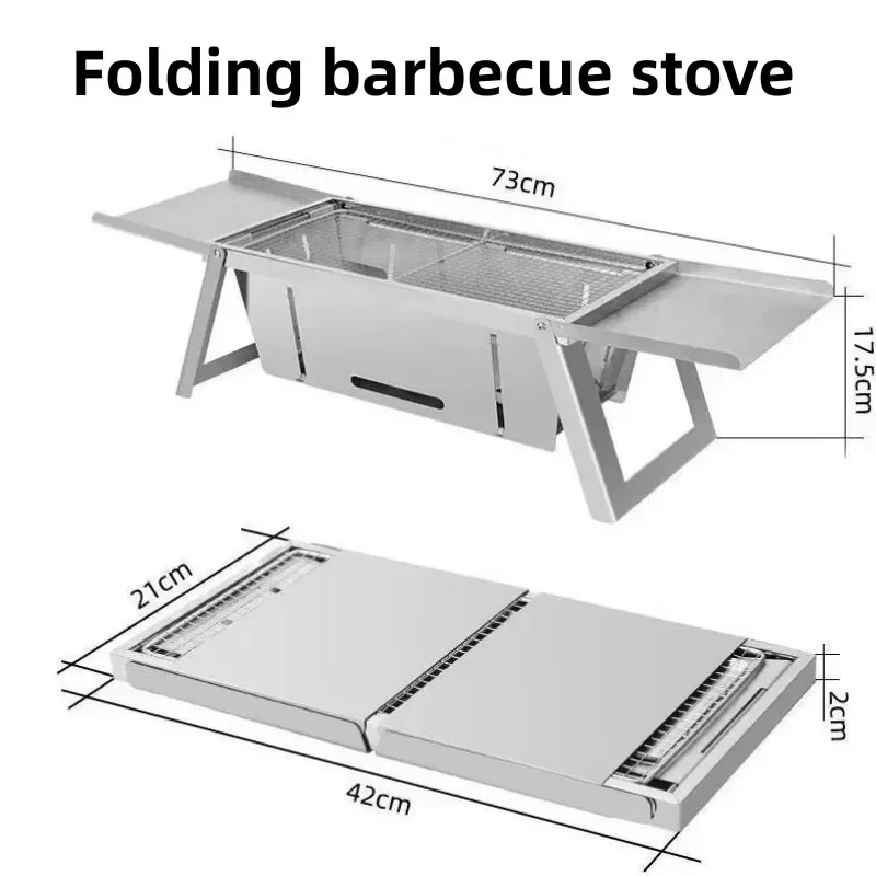 Edelstahl Grill ofen Outdoor Holzkohle Falt grill Rack Haushalt kleine Falt Carbon Grill Spieß Herd Grill Image