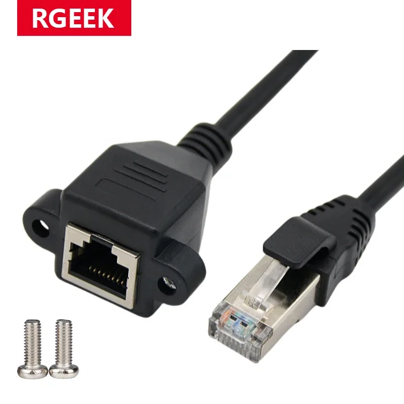 RGEEK 8P8C FTP STP UTP RJ45 Kabel Stecker auf Buchse 1000 m Geschwindigkeit Cat5 Cat6e Schraube Panel Mount Ethernet LAN Netzwerk Verlängerungskabel Image