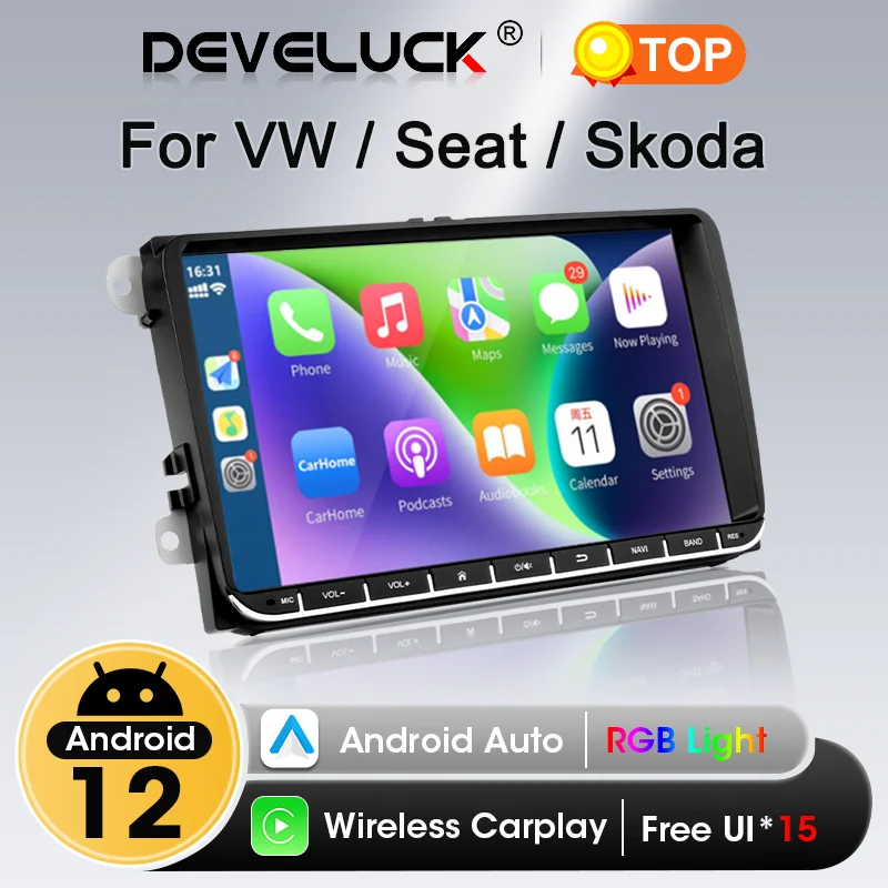 9 Zoll 2 din Autoradio drahtloses Carplay Android Auto Stereo DVD für VW Sitz Skoda Passat Golf Polo Jatta Altea Leon Octavia Golf