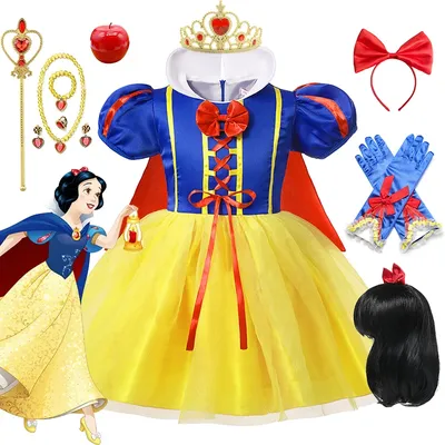 Disney Schnee wittchen Prinzessin Kleid Kinder Mädchen Kostüm mit Cape Kopf bedeckung Halloween Image