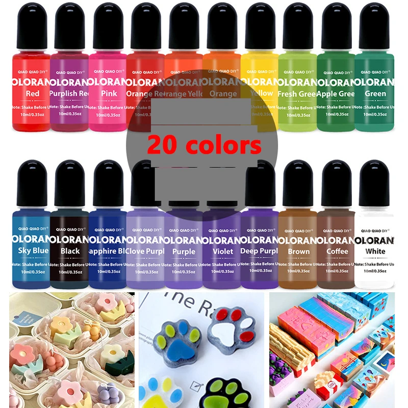 20 Farben Kerzen farbstoffe Pigment Aroma therapie flüssiges Farbstoff pigment DIY Kerzen form Seifen farbe handgemachtes Kunst handwerk Harz pigment Image
