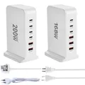 Caricatore PD rapido GaN da tavolo da 200 W 168 W 6 porte USB Tipo C USA UE AUS Adattatore spina UK Supporto per dock di ricarica per PC portatile per telefono cellulare