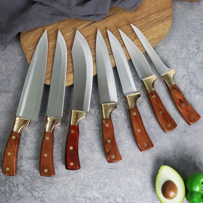 Edelstahl Butcher Küche Kochmesser Set Fleisch Fisch Obst Gemüse Schneiden Boning Hacken Hackmesser Messer mit Geschenk Box Image