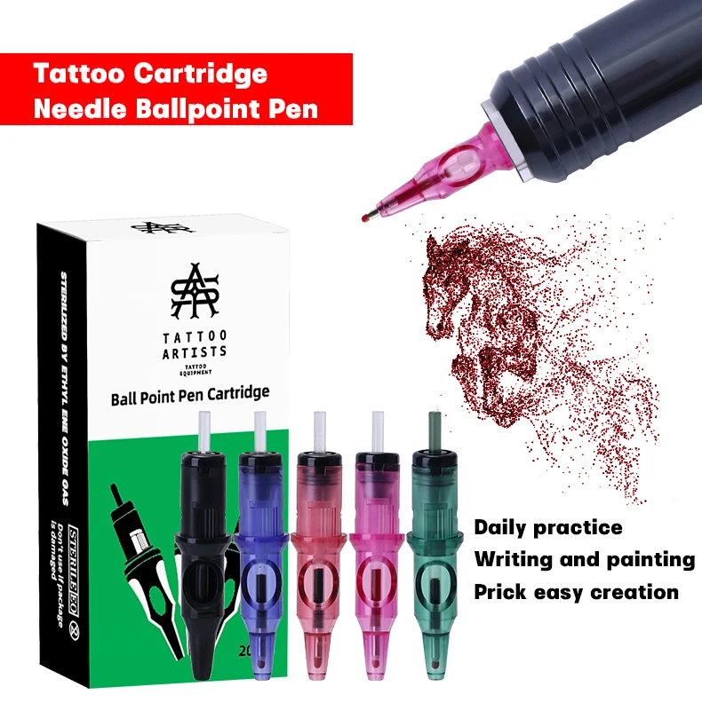 20 stücke YILONG Tattoo Patrone Nadeln Kugelschreiber 5 Farben Praxis Zeichnung für Motor PMU Tattoo Stift Grip Patrone Nadeln Image
