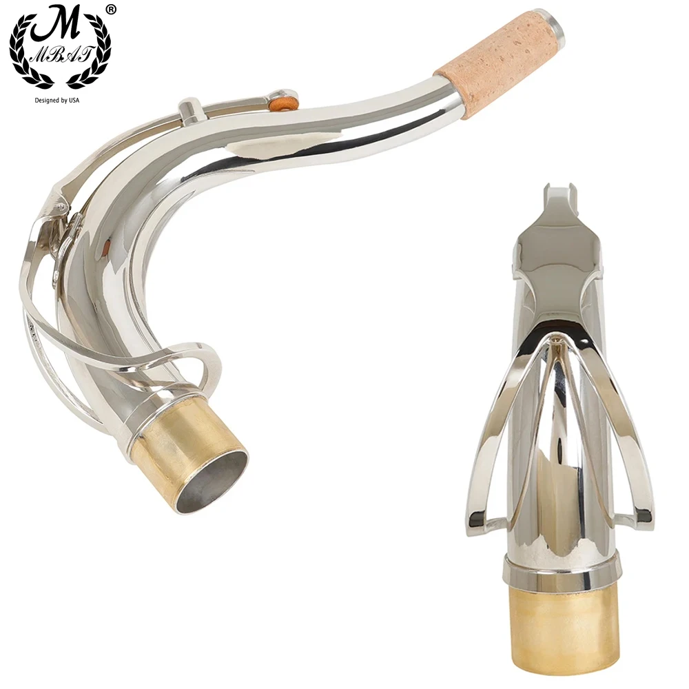Saxophon Bend Neck Silber Tenor Mundstück 27,5 mm Saxophon Bent Neck Messing Material Sax Ersatz Zubehör Image