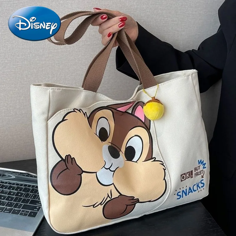 Disney Canvas Bag Damen große Kapazität Tasche Sommer neue Cartoon Chipmunk tragbare Mama Tasche Schulter Einkaufstasche Image