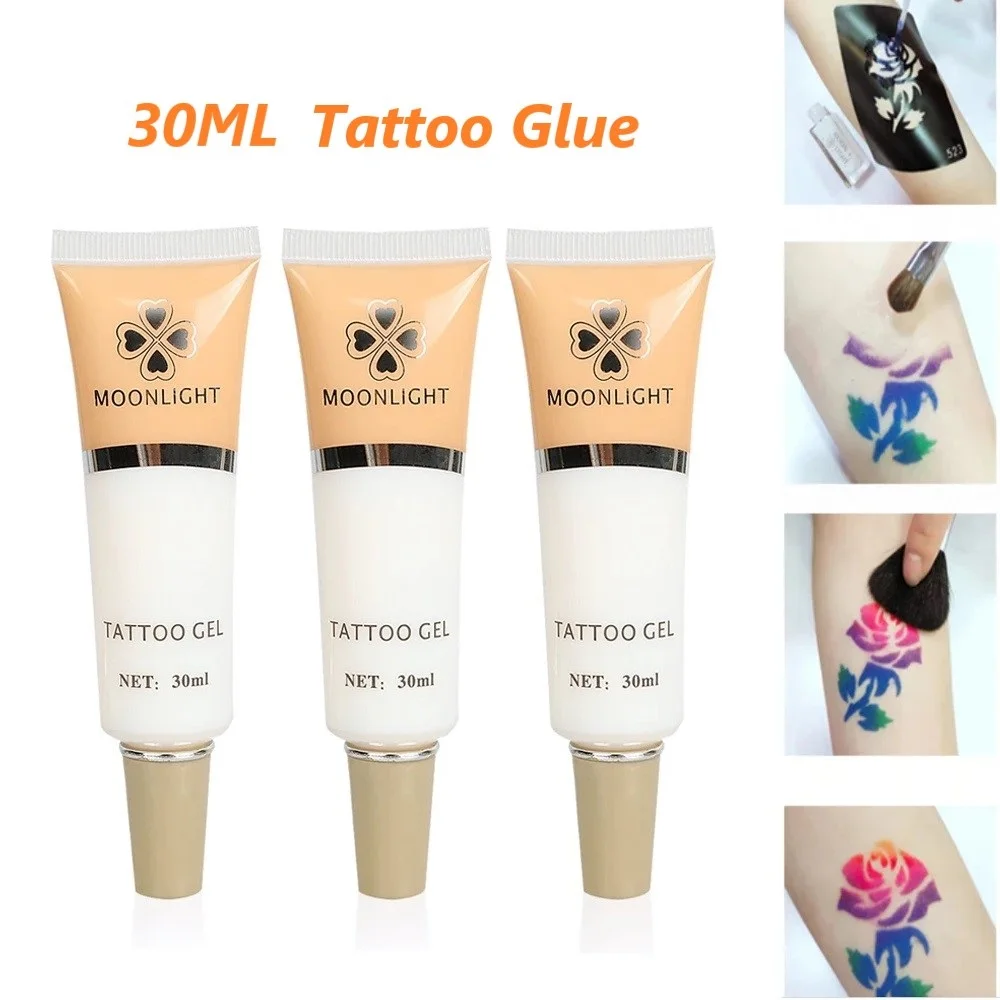 1/2pc Weiße Farbe Glitter kleber Tattoo Gel 30ml/flasche für Körper Farben für Temporäre Tattoo körper Kunst Einweg Tattoo Liefert Image