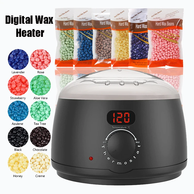 Wachsmaschinen-Kit zur Haaren tfernung Wachs heizung und Bohnen-Kit Enthaarungs-Epilierer Wachs-Schmelztiegel Paraffin wärmer Heiz maschine Image