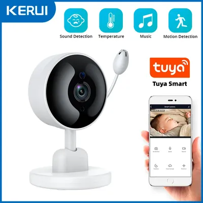 KERUI Baby Monitor WiFi IP Kamera Nachtsicht HD Video Tuya Smart Home Mini Drahtlose Temperatur Sound Bewegungserkennung Cam
