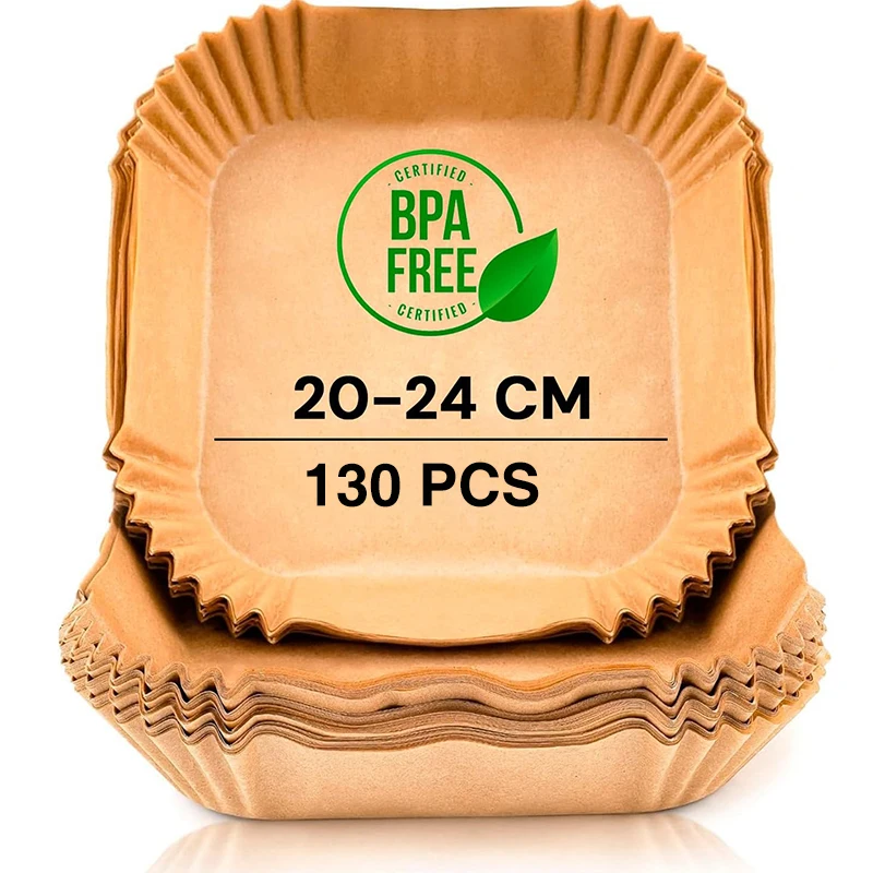 Luftfritteusenpapier für Cosori 5'5/6'4 L 20 cm 23 cm XXL großes quadratisches Einweg-Airfryer-Tablett-Zubehör Image