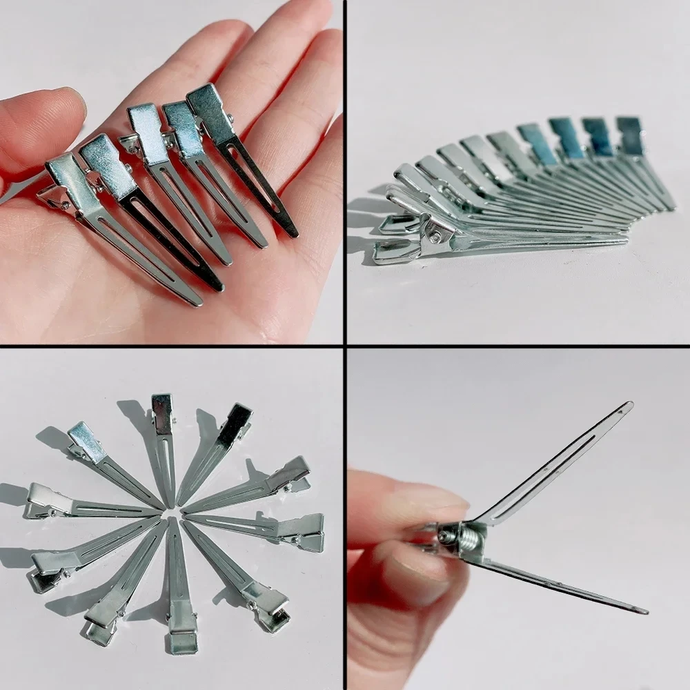 50 Stück Locken clips mit Tasche 1,75 Zoll Single Prong Section Clips Metall Alligator Haarnadeln Clips für Haar verlängerungen Image