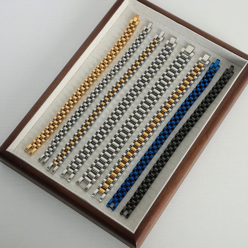 Damen Herrenuhr Kettenarmband Gold Silber Schwarz Blau Farbe Edelstahl Armbänder für Damen Herren Unisex Paare Schmuck Image