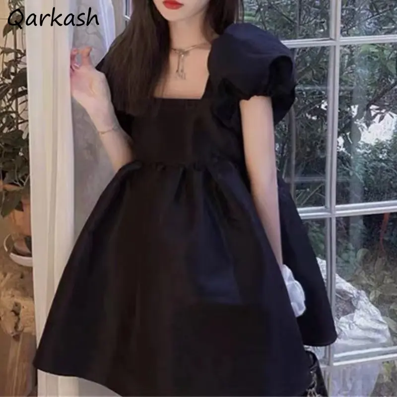 Ballkleid Kleider Frauen Puff Sleeve Süße Schwarze Prinzessin Mini Französisch Stil Sommer Zarte Chic Temperament Ins Elegante Urlaub